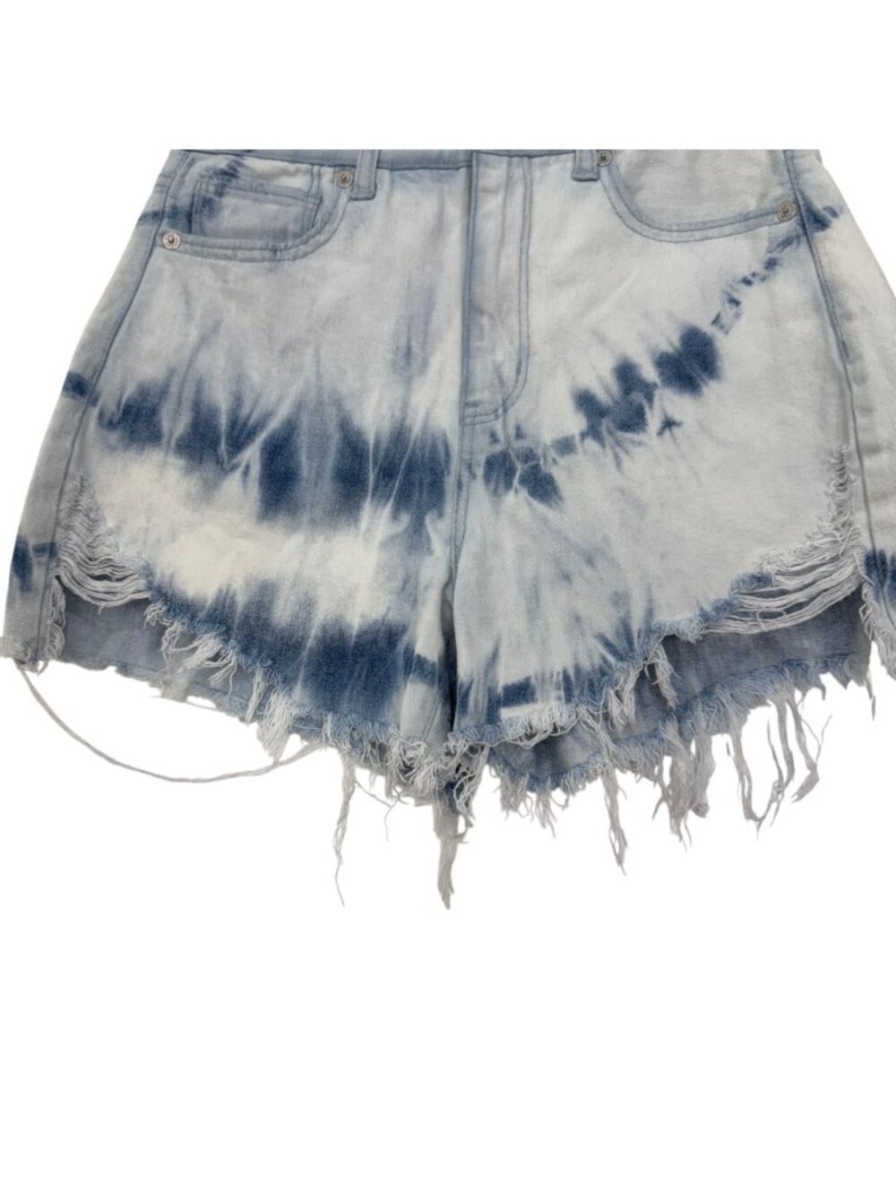American Eagle Womens Highest Rise Tie-Dye Mom Shorts Size 2  Distressed Raw Hem - Picture 13 of 14